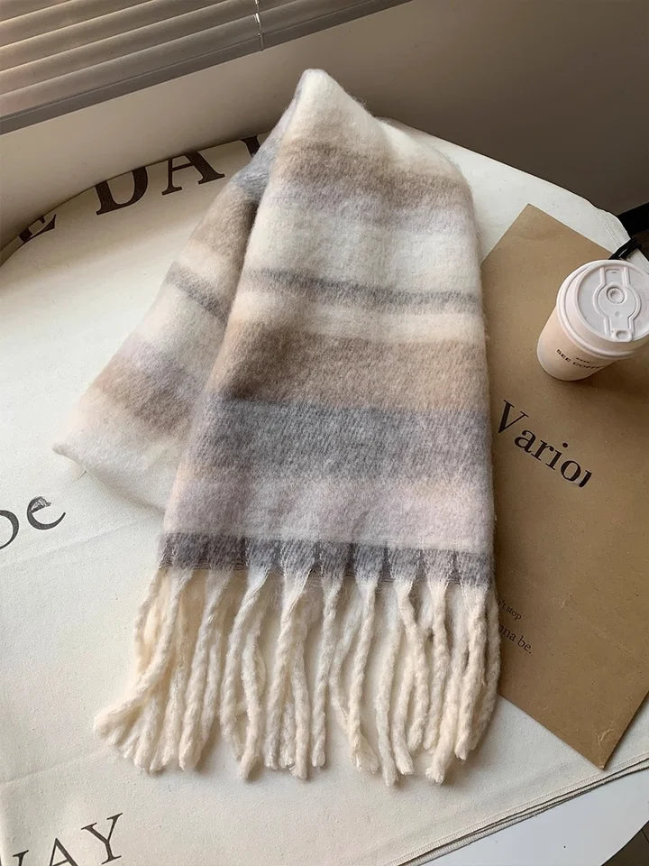 2025 Winter Warm Women's Scarf - Cashmere Thick Soft Plaid Pashmina, Long Tassel Shawl Blanket Wraps Poncho Bufanda