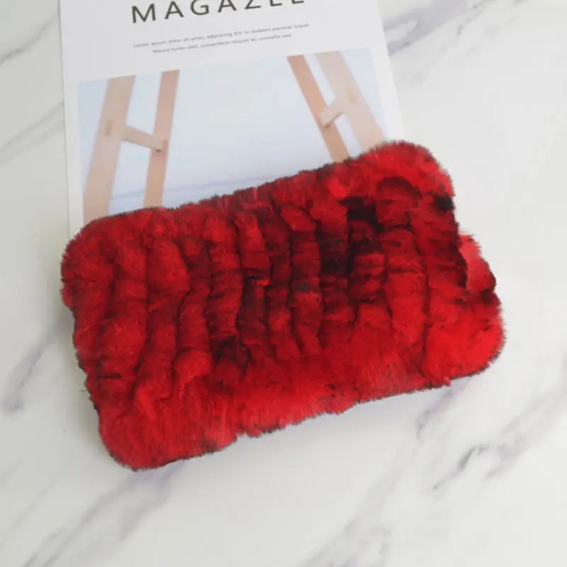 2025 Women Real Fur Handmade Stretch Fur Scarf Knit Genuine Rex Rabbit Fur Headbands Girls Natural Fur Ring Scarves Winter Scarf