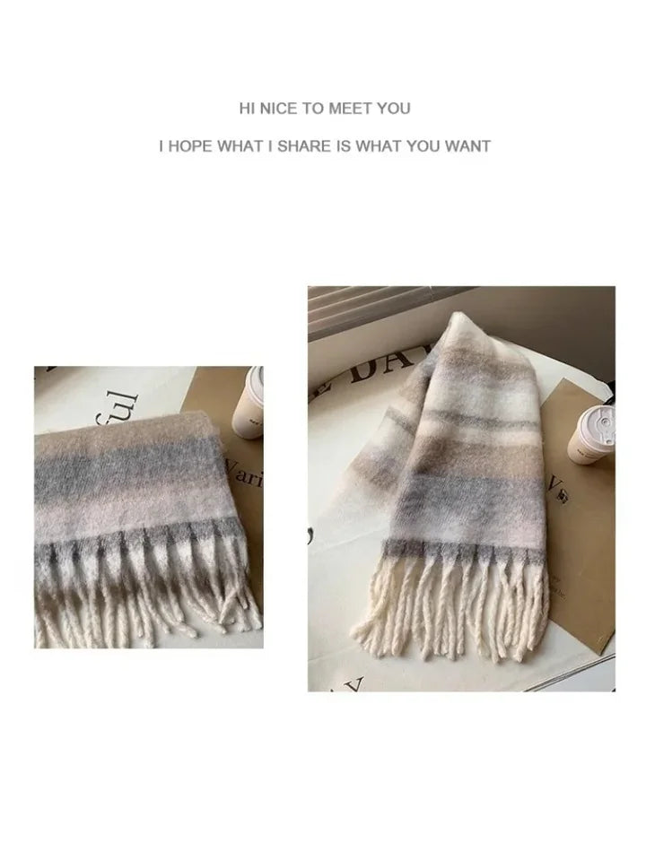 2025 Winter Warm Women's Scarf - Cashmere Thick Soft Plaid Pashmina, Long Tassel Shawl Blanket Wraps Poncho Bufanda