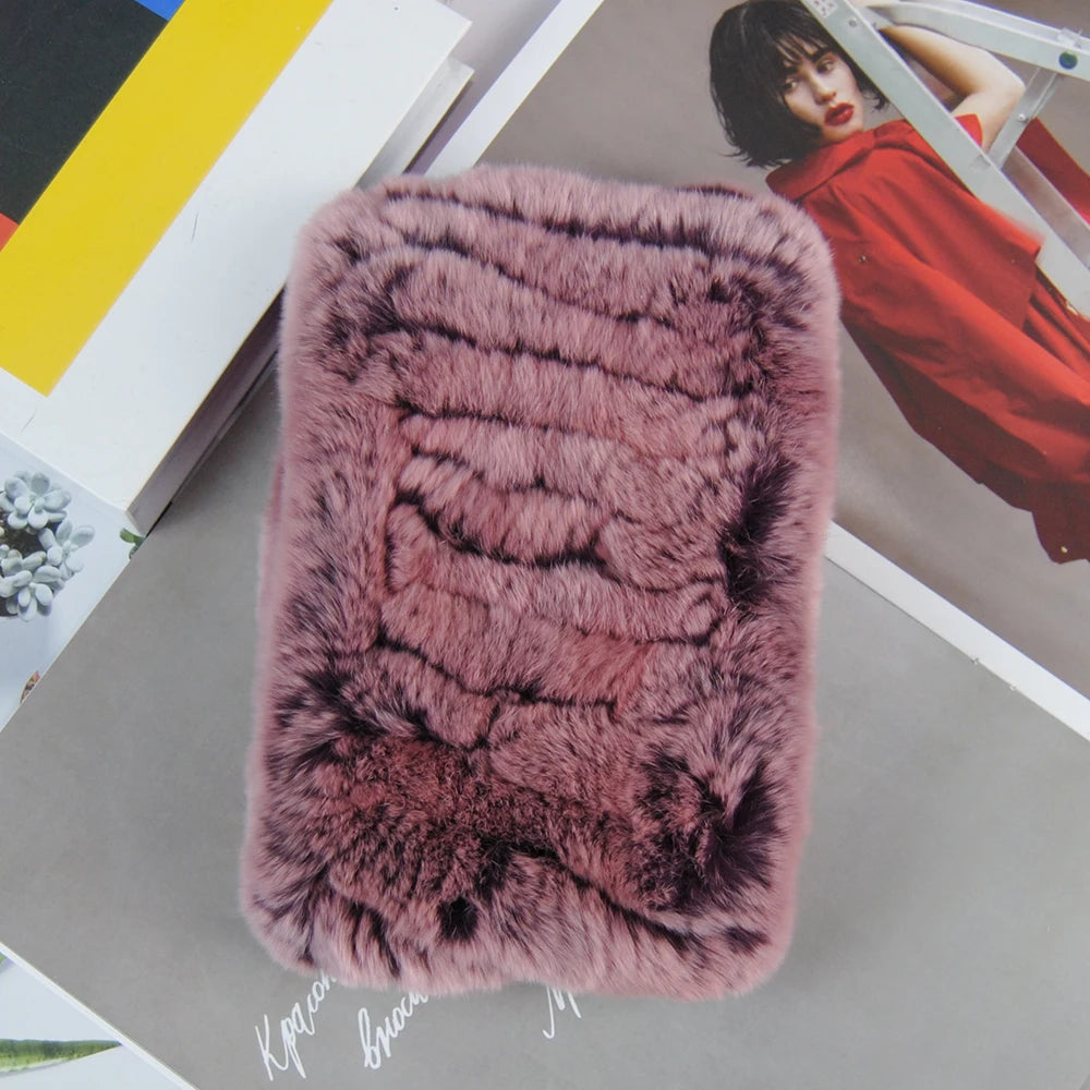 2025 Women Real Fur Handmade Stretch Fur Scarf Knit Genuine Rex Rabbit Fur Headbands Girls Natural Fur Ring Scarves Winter Scarf