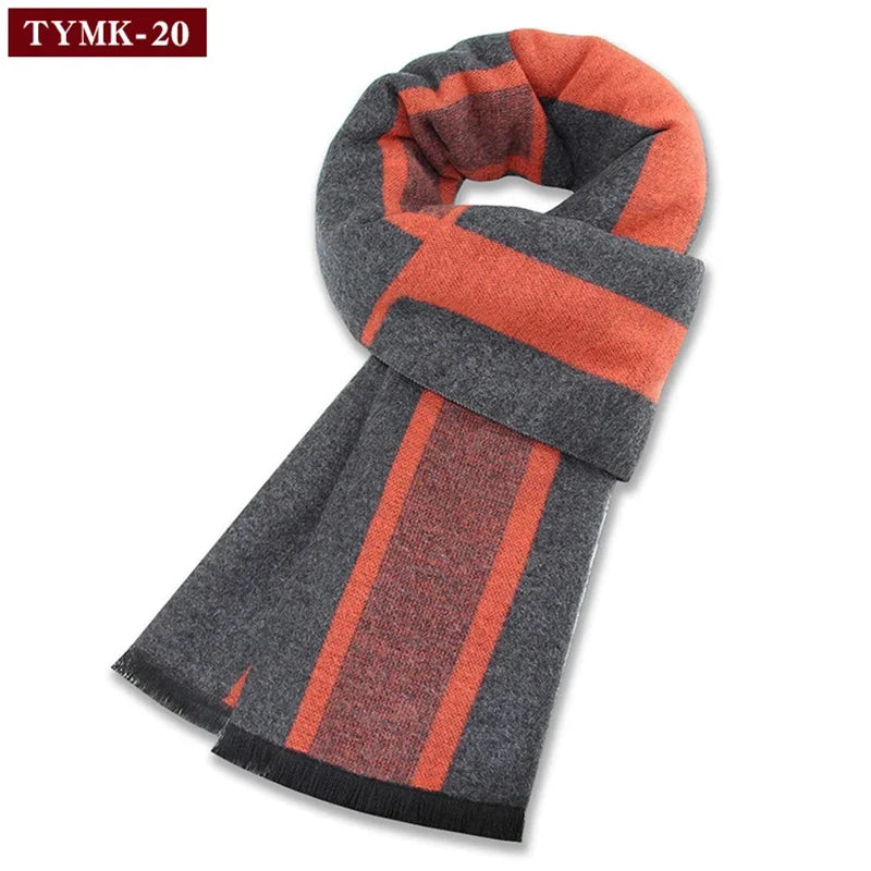 Luxury Scarf Man Winter Warm Wool Scarf For Men Cashmere Scarves Casual Plaid Male Long Pashmina Outdoor Shawls Man Muffler Gift