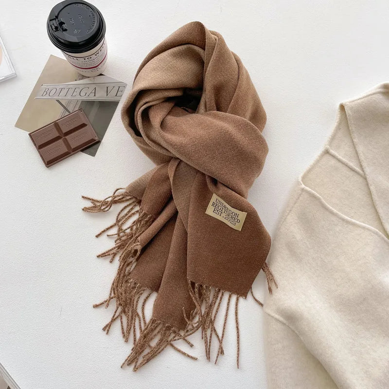 Fashion Solid Cashmere Warm Scarf New Design Pashmina Winter Double Side Diffrent Color Shawl Wraps Bufanda with Tassel Blanket