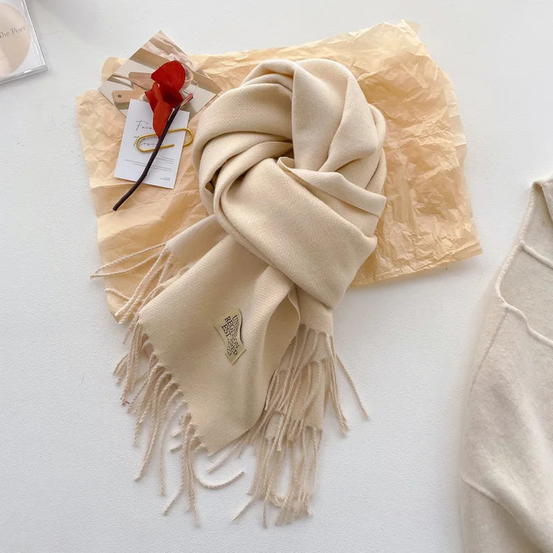 Fashion Solid Cashmere Warm Scarf New Design Pashmina Winter Double Side Diffrent Color Shawl Wraps Bufanda with Tassel Blanket