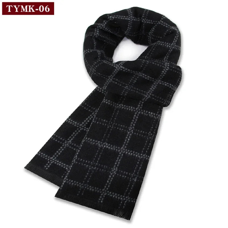 Luxury Scarf Man Winter Warm Wool Scarf For Men Cashmere Scarves Casual Plaid Male Long Pashmina Outdoor Shawls Man Muffler Gift