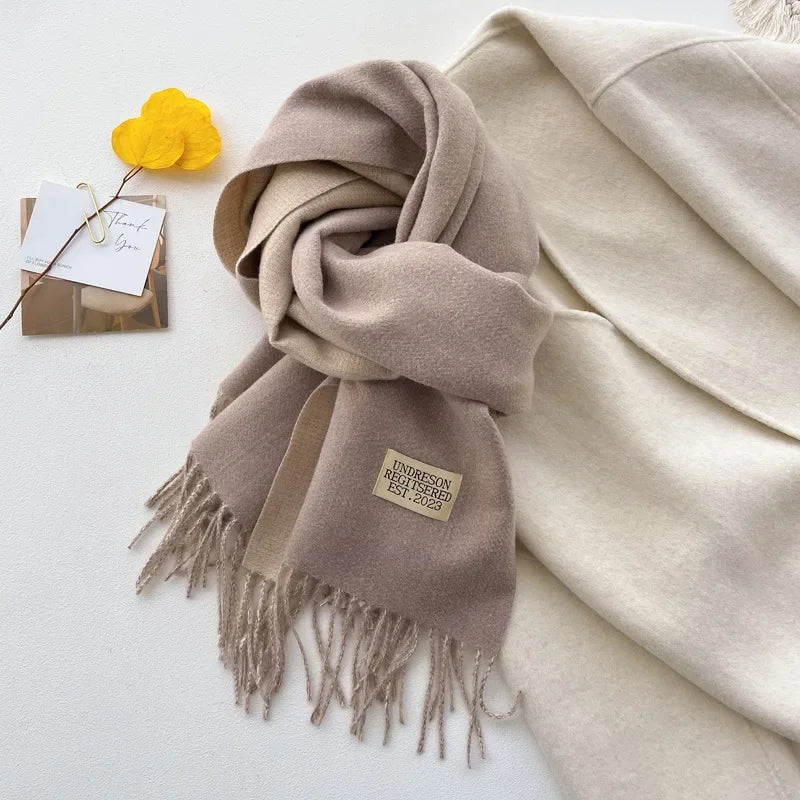 Fashion Solid Cashmere Warm Scarf New Design Pashmina Winter Double Side Diffrent Color Shawl Wraps Bufanda with Tassel Blanket