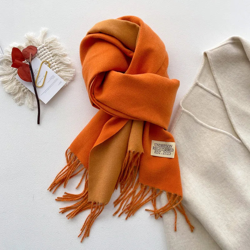 Fashion Solid Cashmere Warm Scarf New Design Pashmina Winter Double Side Diffrent Color Shawl Wraps Bufanda with Tassel Blanket