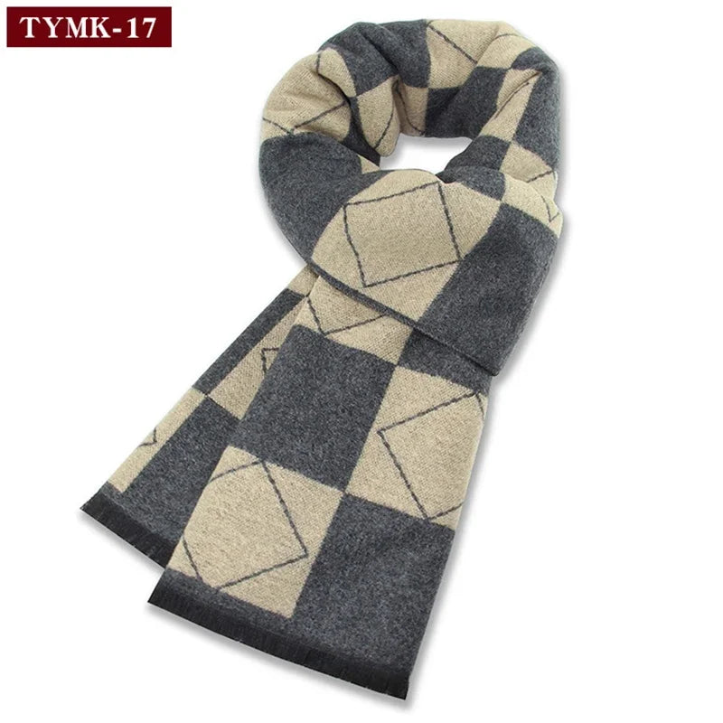 Luxury Scarf Man Winter Warm Wool Scarf For Men Cashmere Scarves Casual Plaid Male Long Pashmina Outdoor Shawls Man Muffler Gift