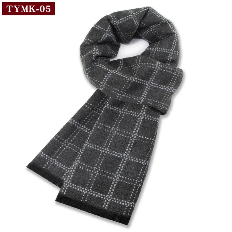 Luxury Scarf Man Winter Warm Wool Scarf For Men Cashmere Scarves Casual Plaid Male Long Pashmina Outdoor Shawls Man Muffler Gift