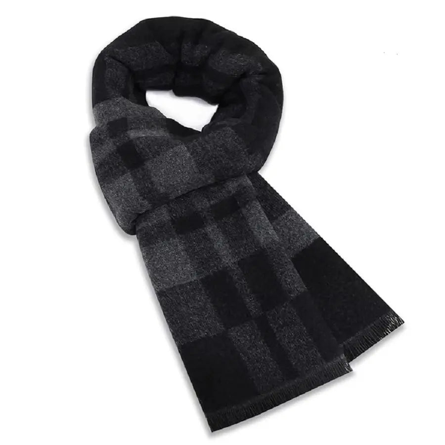 Plaid Scarf Man Black Winter Warm Wool Scarf For Men Cashmere Scarves Casual Male Long Pashmina Outdoor Shawls Man Muffler Gift