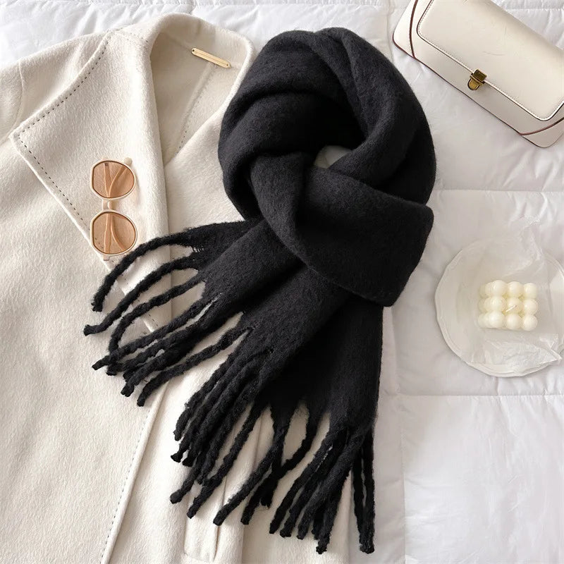 Winter Scarf for Women Cashmere Warm Solid Pashmina Blanket Wraps Female Thick Soft Bufanda Big Tassel Shawl Long Poncho Echarpe