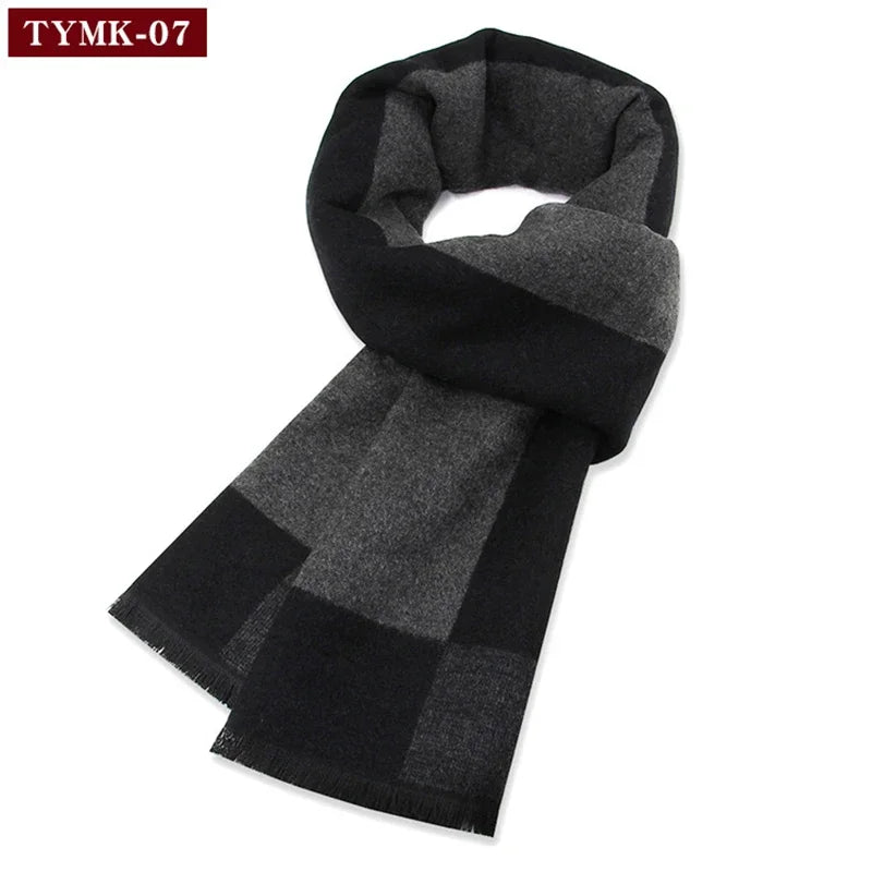 Luxury Scarf Man Winter Warm Wool Scarf For Men Cashmere Scarves Casual Plaid Male Long Pashmina Outdoor Shawls Man Muffler Gift