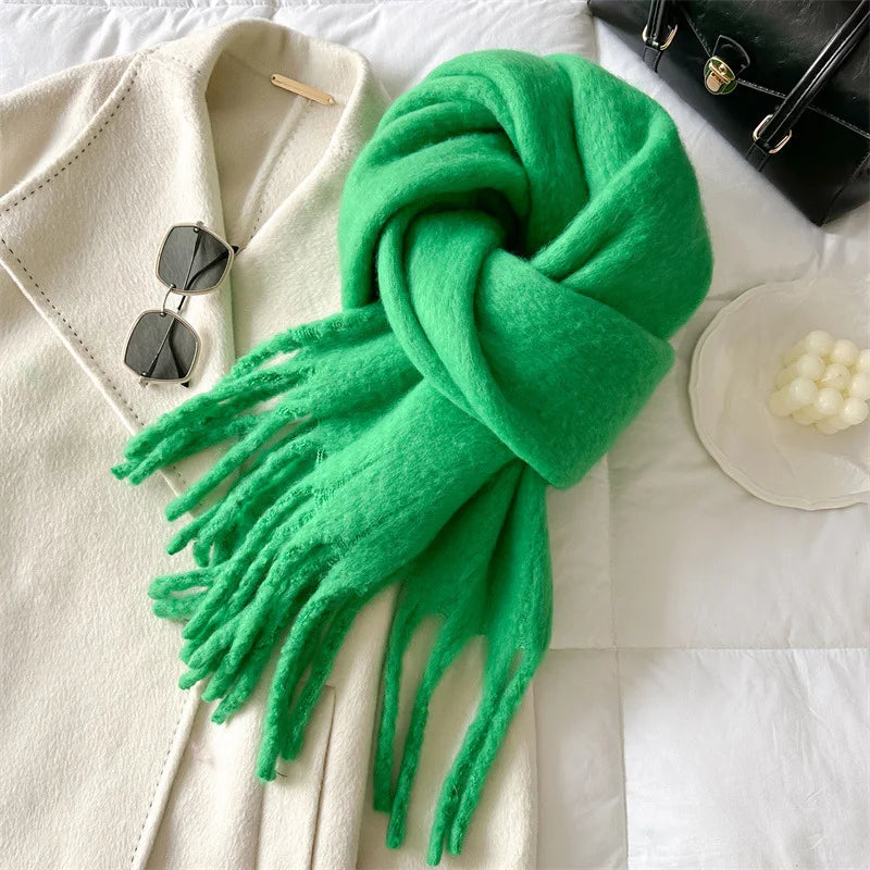 Winter Scarf for Women Cashmere Warm Solid Pashmina Blanket Wraps Female Thick Soft Bufanda Big Tassel Shawl Long Poncho Echarpe