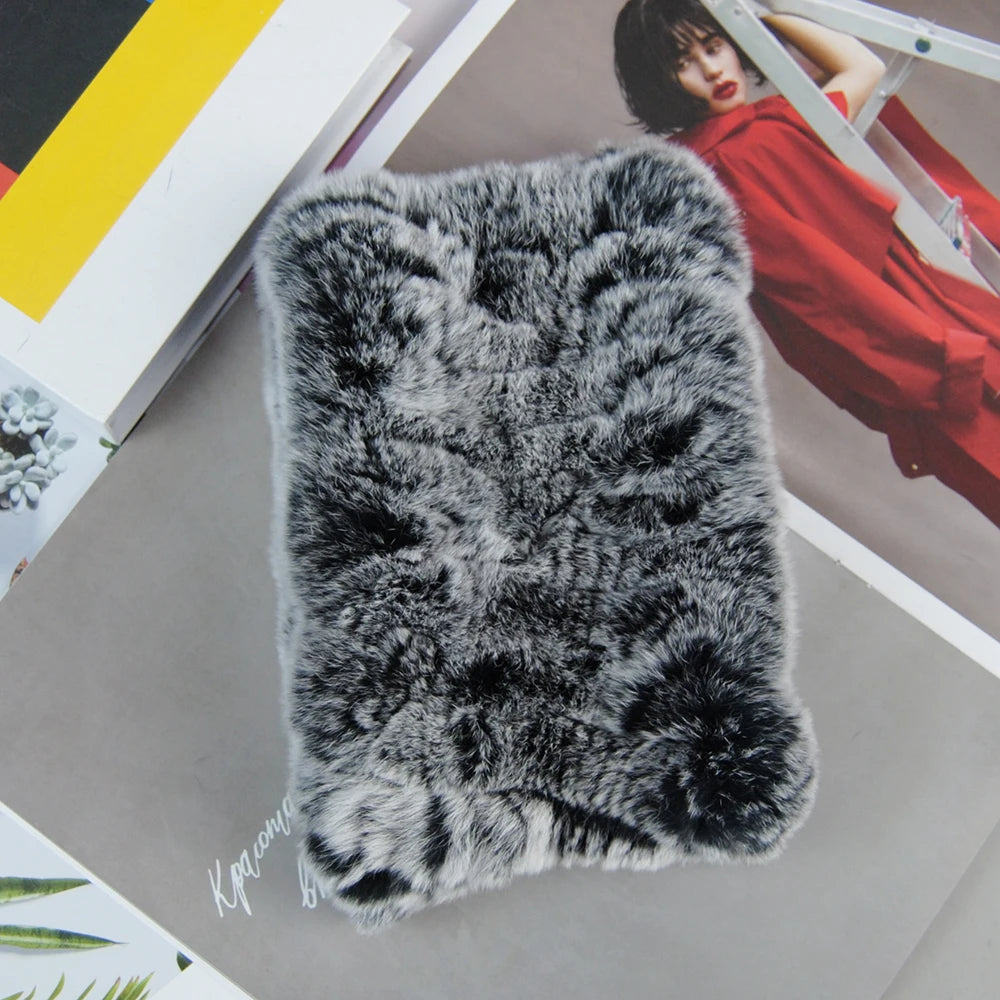 2025 Women Real Fur Handmade Stretch Fur Scarf Knit Genuine Rex Rabbit Fur Headbands Girls Natural Fur Ring Scarves Winter Scarf