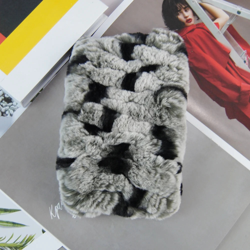 2025 Women Real Fur Handmade Stretch Fur Scarf Knit Genuine Rex Rabbit Fur Headbands Girls Natural Fur Ring Scarves Winter Scarf