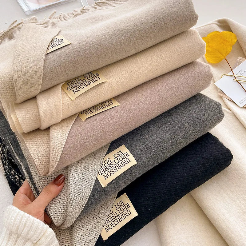Fashion Solid Cashmere Warm Scarf New Design Pashmina Winter Double Side Diffrent Color Shawl Wraps Bufanda with Tassel Blanket
