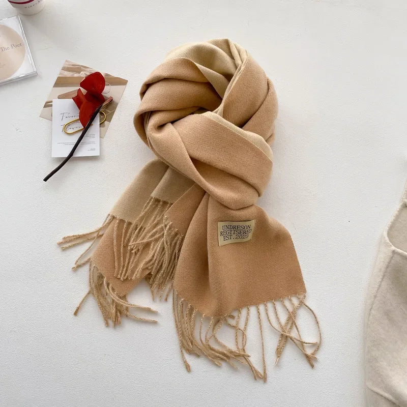 Fashion Solid Cashmere Warm Scarf New Design Pashmina Winter Double Side Diffrent Color Shawl Wraps Bufanda with Tassel Blanket
