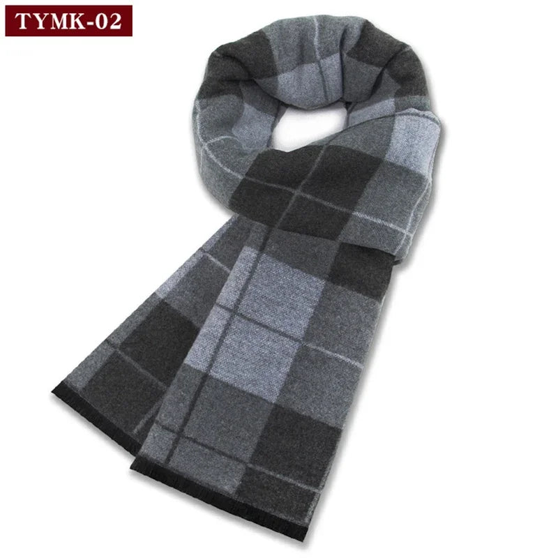 Luxury Scarf Man Winter Warm Wool Scarf For Men Cashmere Scarves Casual Plaid Male Long Pashmina Outdoor Shawls Man Muffler Gift