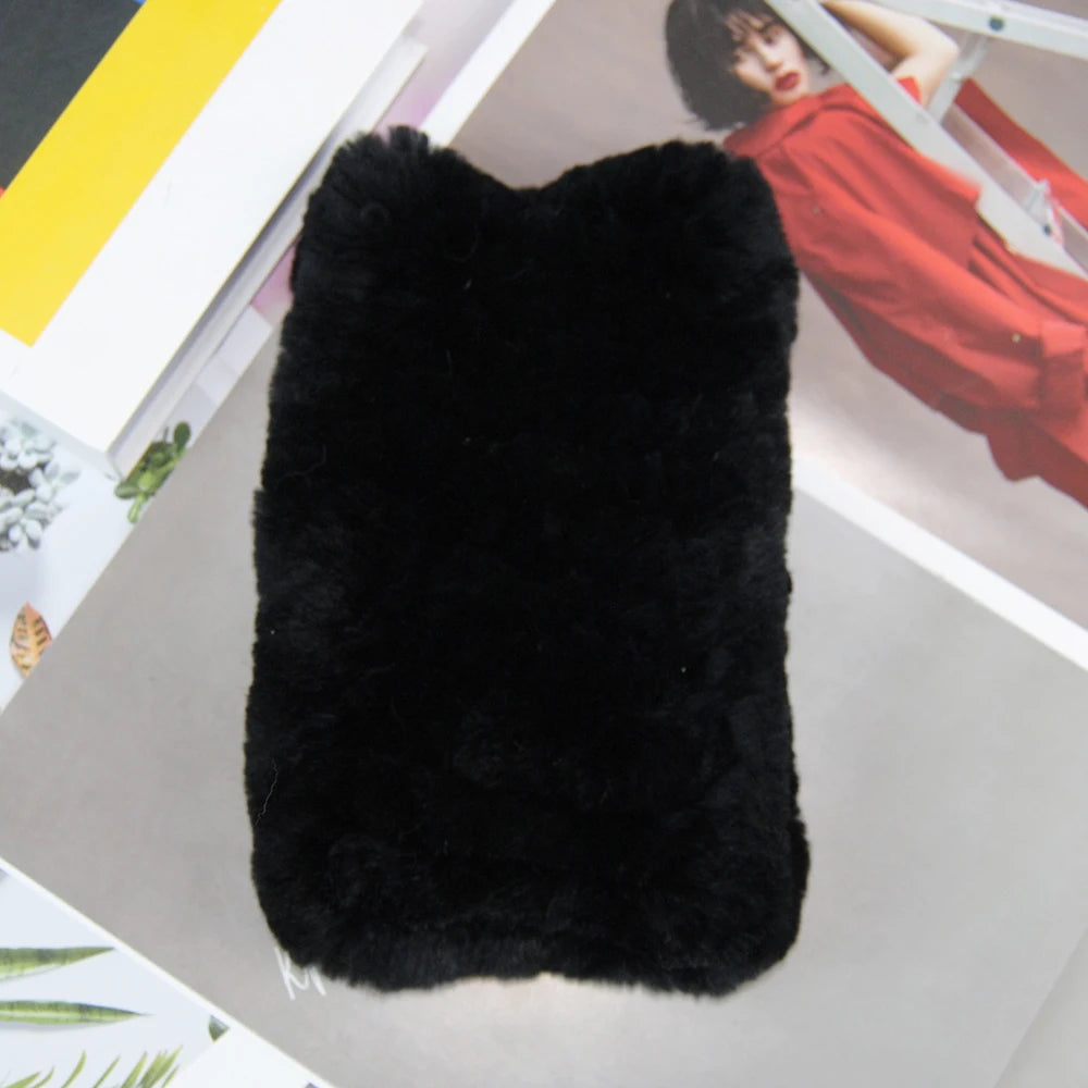 2025 Women Real Fur Handmade Stretch Fur Scarf Knit Genuine Rex Rabbit Fur Headbands Girls Natural Fur Ring Scarves Winter Scarf