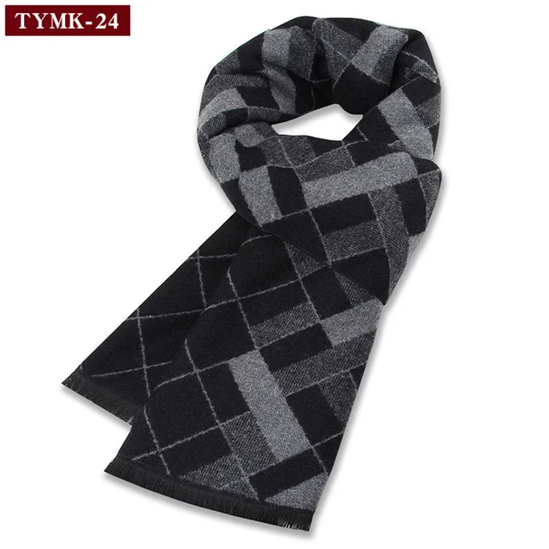 Luxury Scarf Man Winter Warm Wool Scarf For Men Cashmere Scarves Casual Plaid Male Long Pashmina Outdoor Shawls Man Muffler Gift