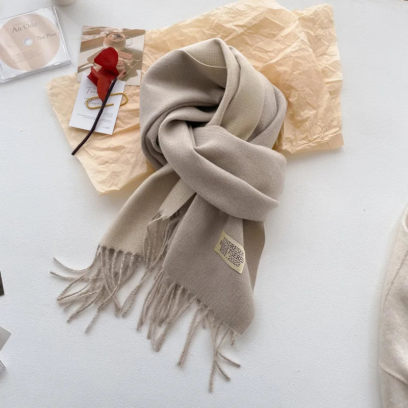 Fashion Solid Cashmere Warm Scarf New Design Pashmina Winter Double Side Diffrent Color Shawl Wraps Bufanda with Tassel Blanket