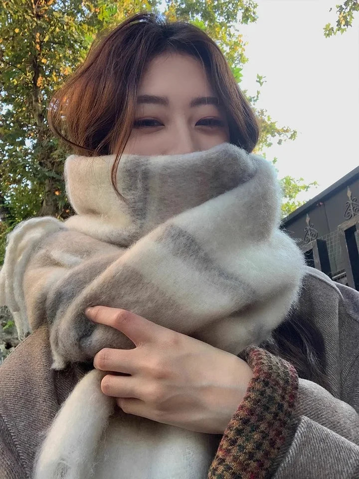 2025 Winter Warm Women's Scarf - Cashmere Thick Soft Plaid Pashmina, Long Tassel Shawl Blanket Wraps Poncho Bufanda