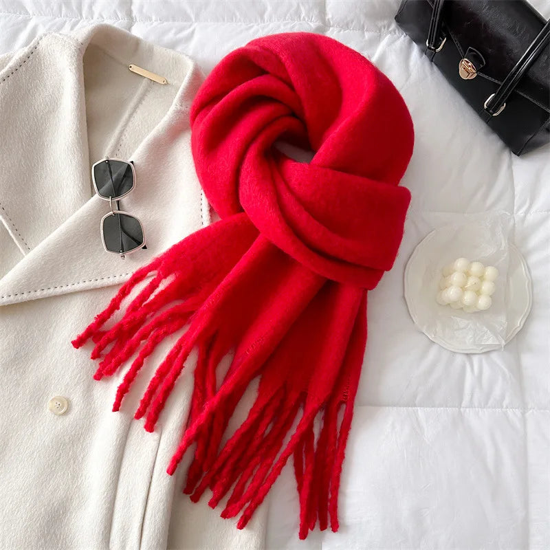 Winter Scarf for Women Cashmere Warm Solid Pashmina Blanket Wraps Female Thick Soft Bufanda Big Tassel Shawl Long Poncho Echarpe