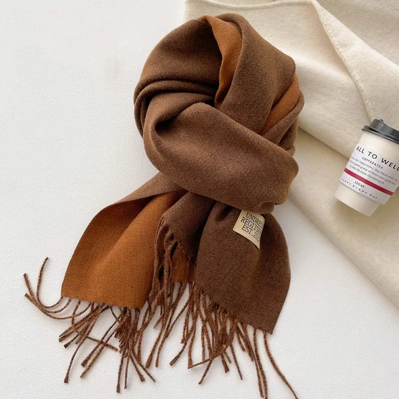 Fashion Solid Cashmere Warm Scarf New Design Pashmina Winter Double Side Diffrent Color Shawl Wraps Bufanda with Tassel Blanket