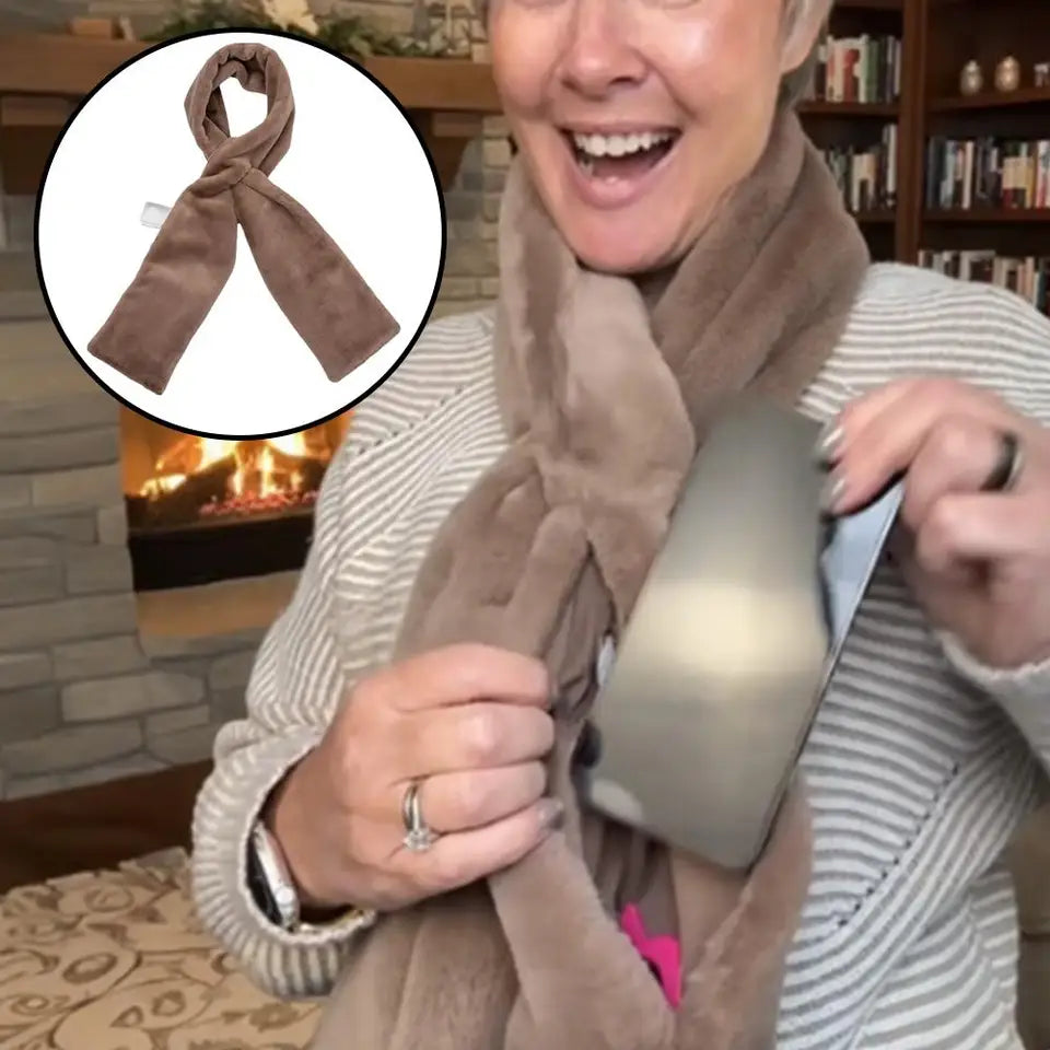 Comfortable Winter Thickened Warm Scarf With Hidden Zipper Pocket Luxury Soft Thick Faux Fur Fabric Scarf Warm Supply Accessory