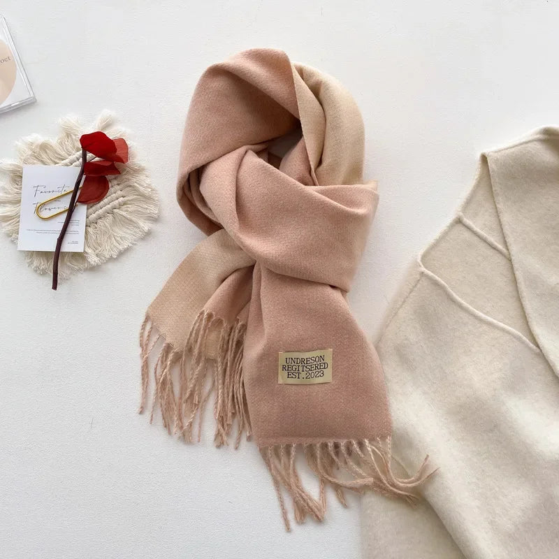 Fashion Solid Cashmere Warm Scarf New Design Pashmina Winter Double Side Diffrent Color Shawl Wraps Bufanda with Tassel Blanket