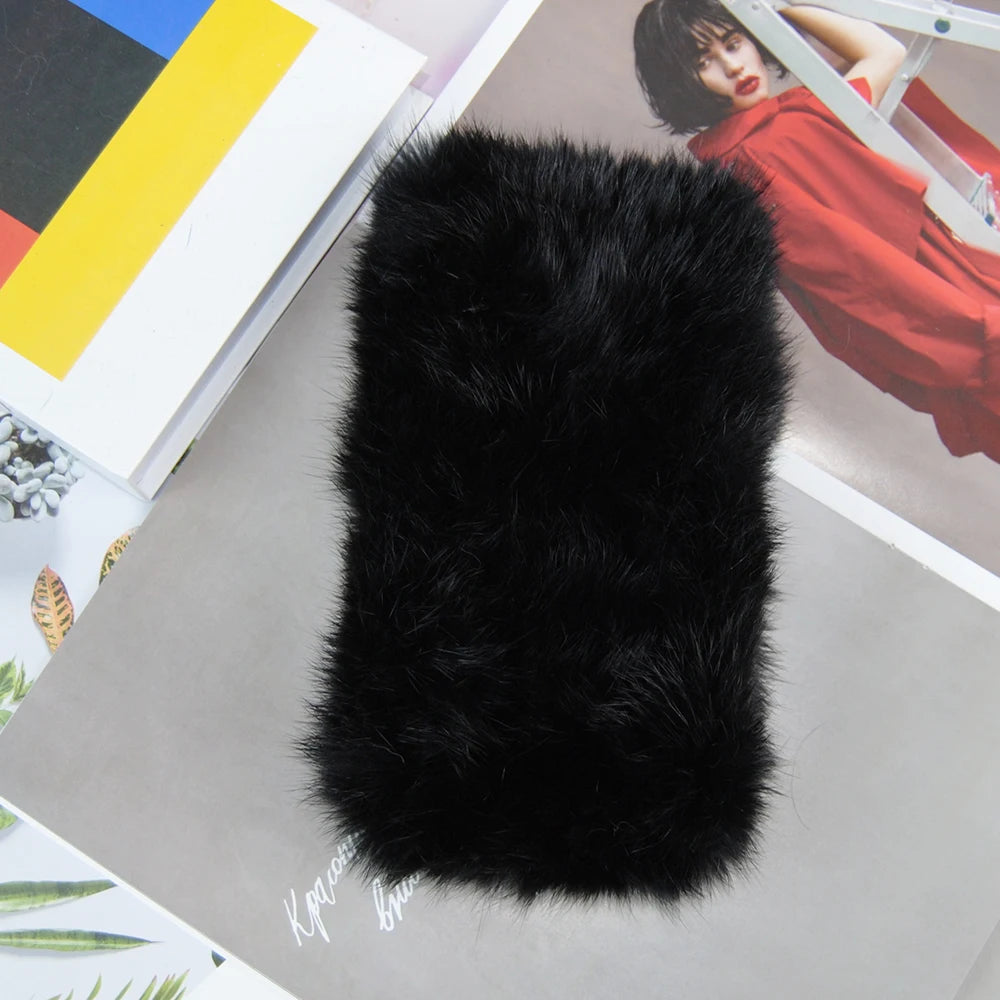 2025 Women Real Fur Handmade Stretch Fur Scarf Knit Genuine Rex Rabbit Fur Headbands Girls Natural Fur Ring Scarves Winter Scarf