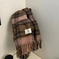Autumn and Winter New Product Retro Atmosphere Coffee Color Plaid Scarf Men's and Women's Ramen Mohair Enlarged Thickened Scarf