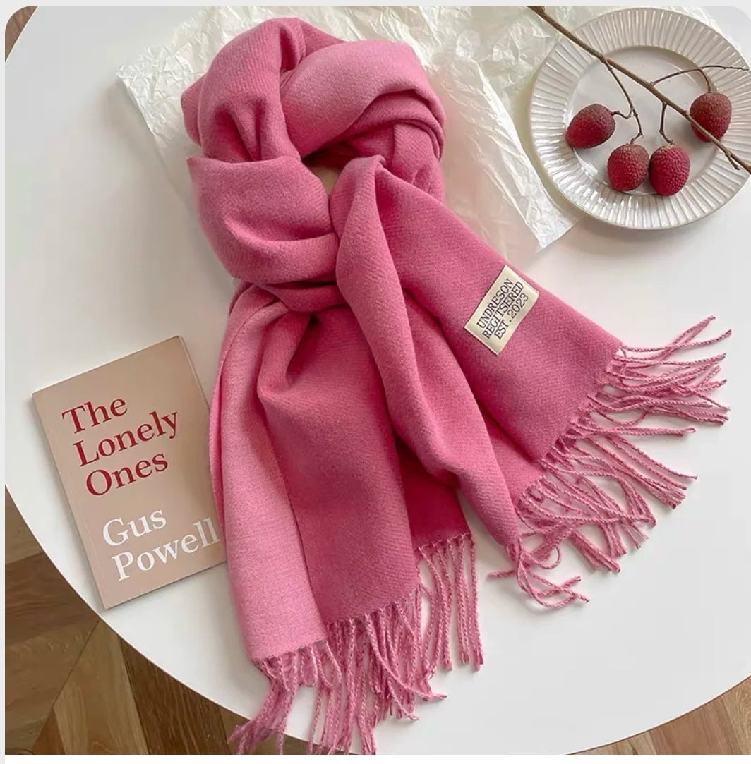 Fashion Solid Cashmere Warm Scarf New Design Pashmina Winter Double Side Diffrent Color Shawl Wraps Bufanda with Tassel Blanket