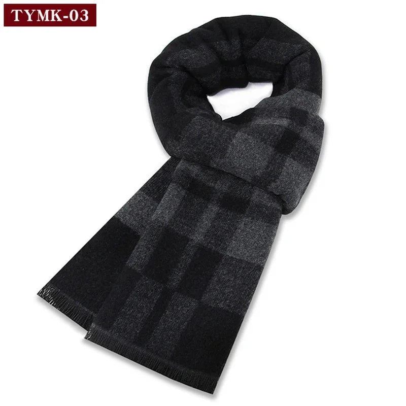 Luxury Scarf Man Winter Warm Wool Scarf For Men Cashmere Scarves Casual Plaid Male Long Pashmina Outdoor Shawls Man Muffler Gift