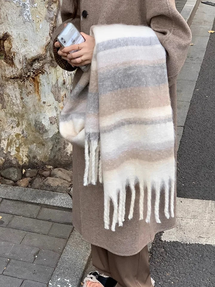 2025 Winter Warm Women's Scarf - Cashmere Thick Soft Plaid Pashmina, Long Tassel Shawl Blanket Wraps Poncho Bufanda