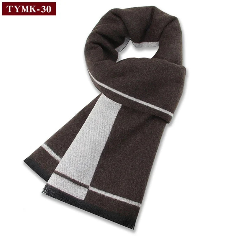 Luxury Scarf Man Winter Warm Wool Scarf For Men Cashmere Scarves Casual Plaid Male Long Pashmina Outdoor Shawls Man Muffler Gift