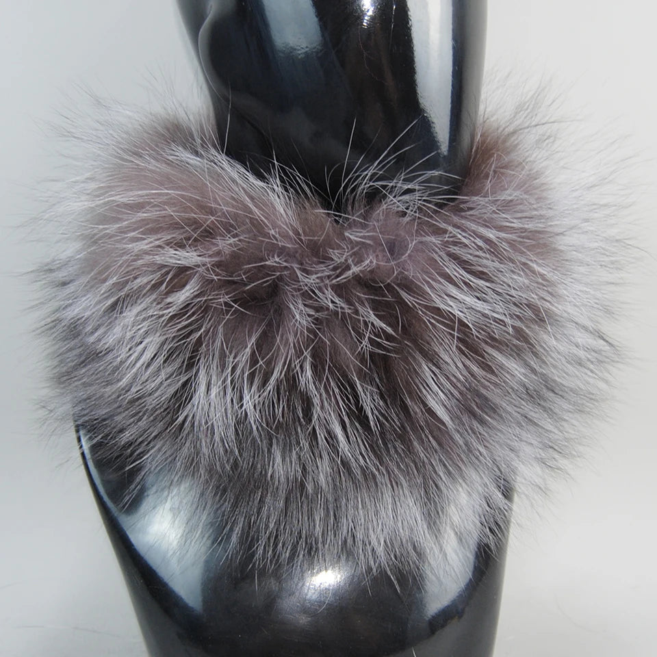 2025 Real Fox Fur Scarf Fur Headband Women Winter Ring Fox Fur Scarves Luxury Neck Warmer Good Elastic 100% Natural Fur Mufflers