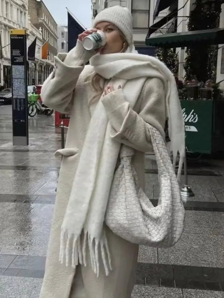 Winter Scarf for Women Cashmere Warm Solid Pashmina Blanket Wraps Female Thick Soft Bufanda Big Tassel Shawl Long Poncho Echarpe