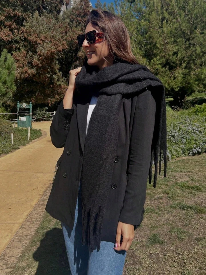 2025 Women Scarf Winter Warm Thick Shawl Wraps Fashion Solid Color Pashmina Scarves Long Tassel Hijab Stoles Bufanda Cashmere