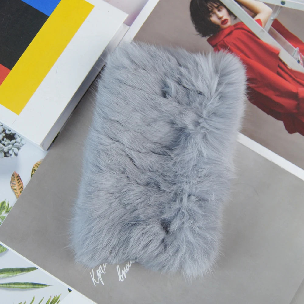 Women Real Fur Handmade Stretch Fur Scarf Knit Genuine Rex Rabbit Fur Headbands Girls Natural Fur Ring Cowl Snood Scarves Winter