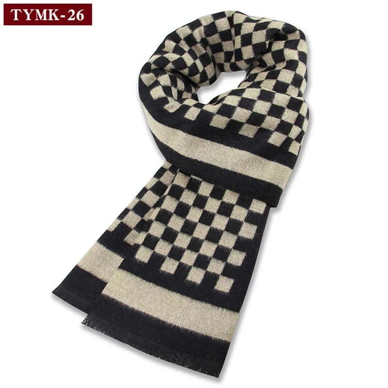 Luxury Scarf Man Winter Warm Wool Scarf For Men Cashmere Scarves Casual Plaid Male Long Pashmina Outdoor Shawls Man Muffler Gift