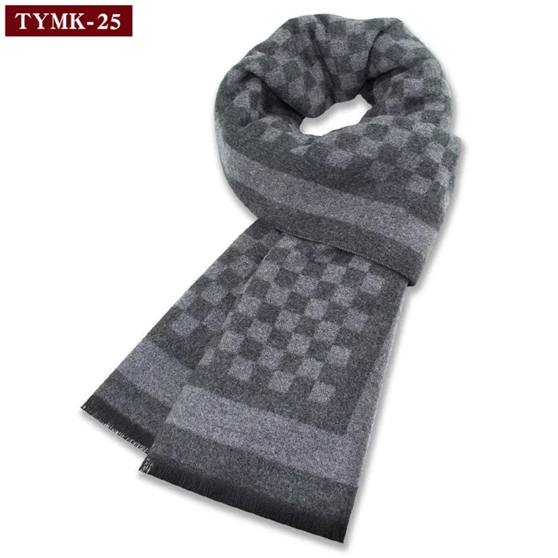 Luxury Scarf Man Winter Warm Wool Scarf For Men Cashmere Scarves Casual Plaid Male Long Pashmina Outdoor Shawls Man Muffler Gift