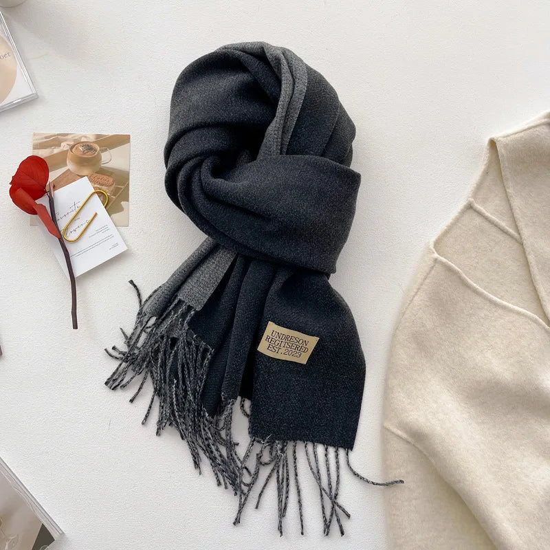 Fashion Solid Cashmere Warm Scarf New Design Pashmina Winter Double Side Diffrent Color Shawl Wraps Bufanda with Tassel Blanket