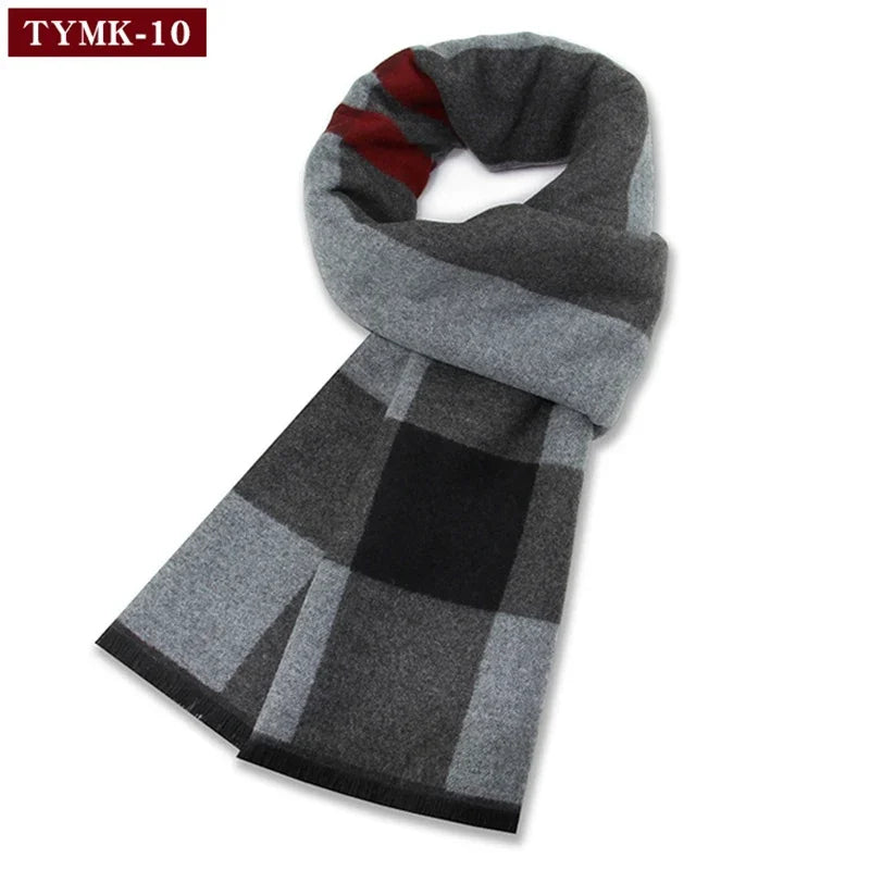 Luxury Scarf Man Winter Warm Wool Scarf For Men Cashmere Scarves Casual Plaid Male Long Pashmina Outdoor Shawls Man Muffler Gift