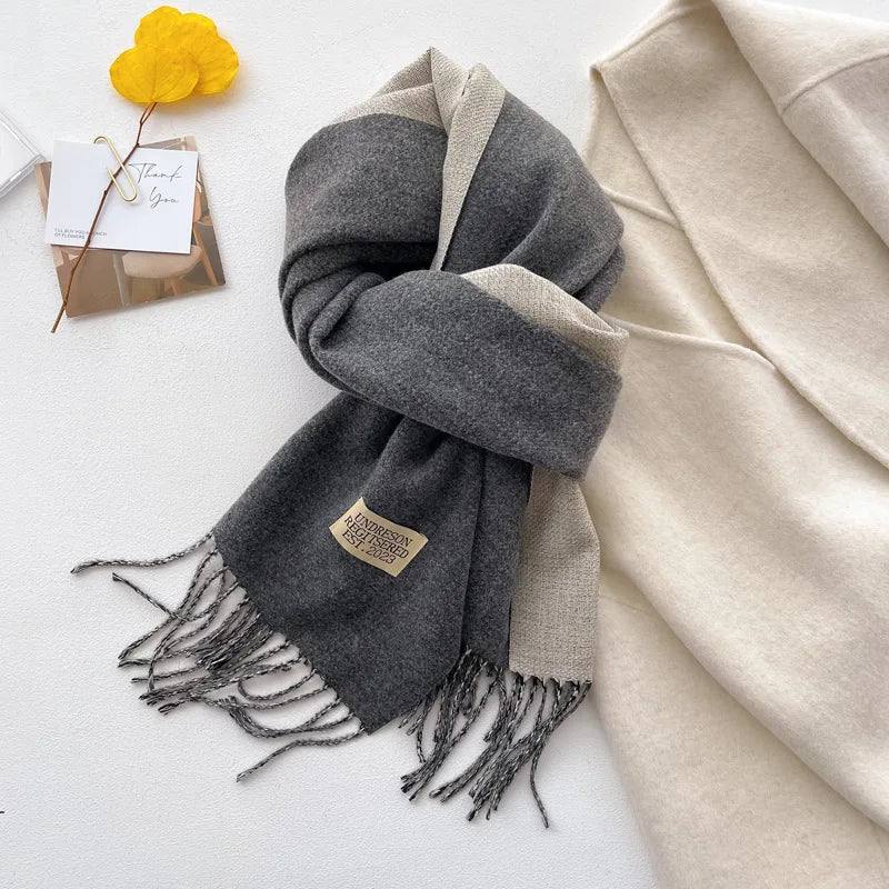 Fashion Solid Cashmere Warm Scarf New Design Pashmina Winter Double Side Diffrent Color Shawl Wraps Bufanda with Tassel Blanket