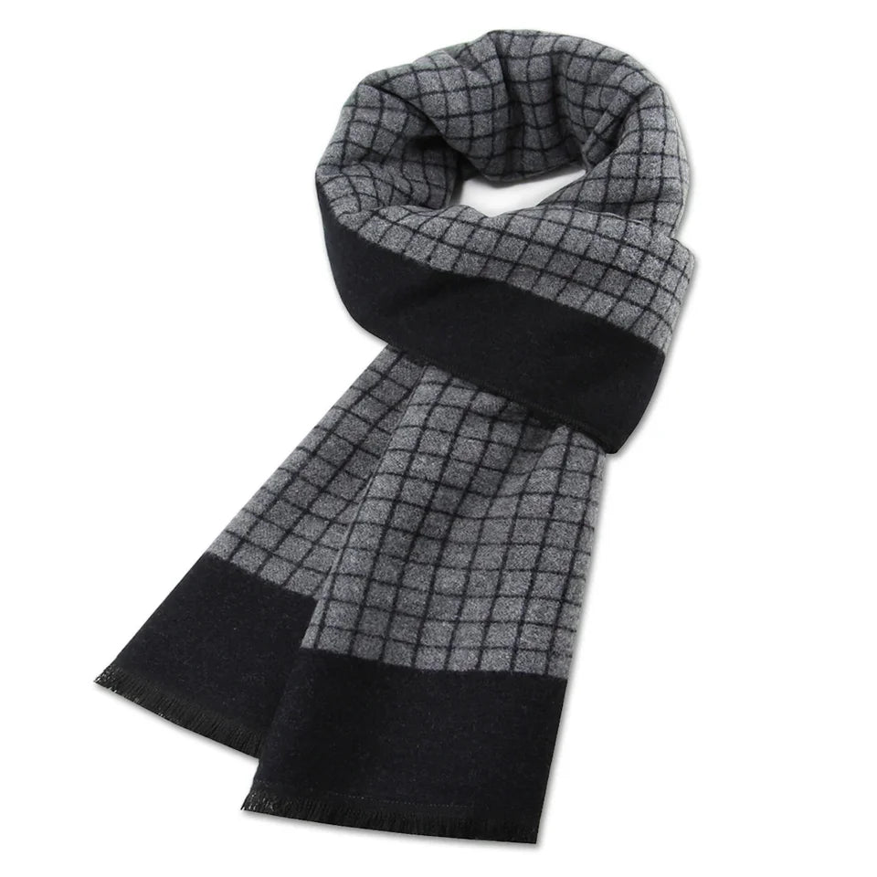 Luxury Scarf Man Winter Warm Wool Scarf For Men Cashmere Scarves Casual Plaid Male Long Pashmina Outdoor Shawls Man Muffler Gift