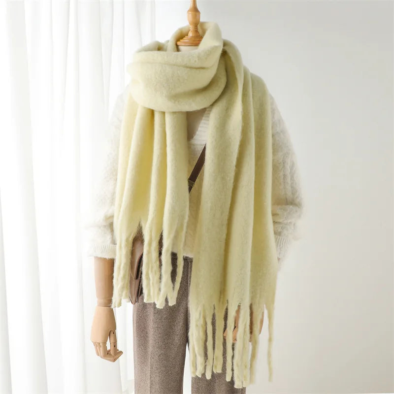 Winter Scarf for Women Cashmere Warm Solid Pashmina Blanket Wraps Female Thick Soft Bufanda Big Tassel Shawl Long Poncho Echarpe