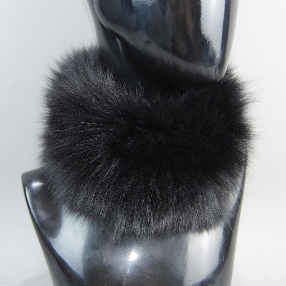 2025 Real Fox Fur Scarf Fur Headband Women Winter Ring Fox Fur Scarves Luxury Neck Warmer Good Elastic 100% Natural Fur Mufflers