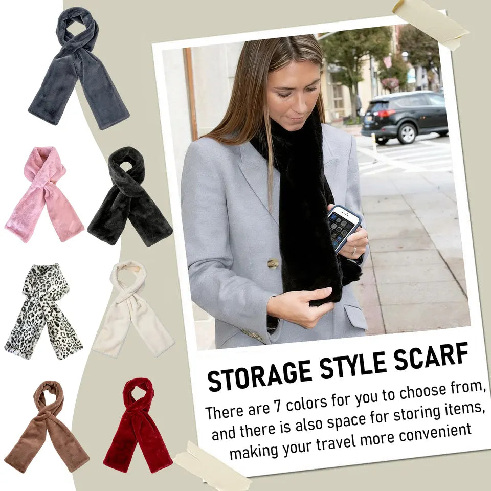 Quality Soft Faux Scarf With A Hidden Zippered Pocket For Storing Your Phone And Valuables