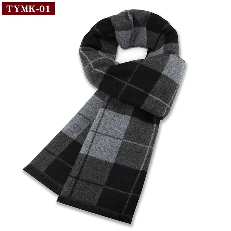 Plaid Scarf Man Black Winter Warm Wool Scarf For Men Cashmere Scarves Casual Male Long Pashmina Outdoor Shawls Man Muffler Gift