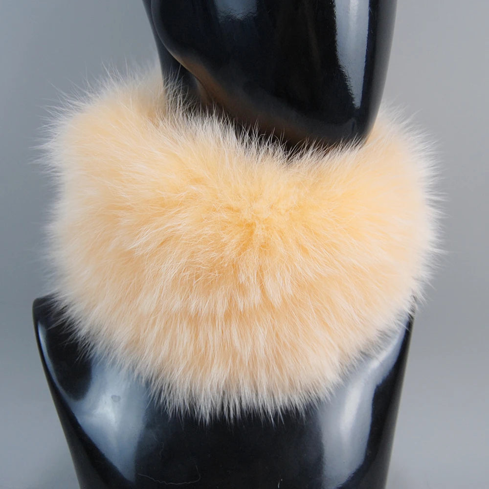 2025 Real Fox Fur Scarf Fur Headband Women Winter Ring Fox Fur Scarves Luxury Neck Warmer Good Elastic 100% Natural Fur Mufflers